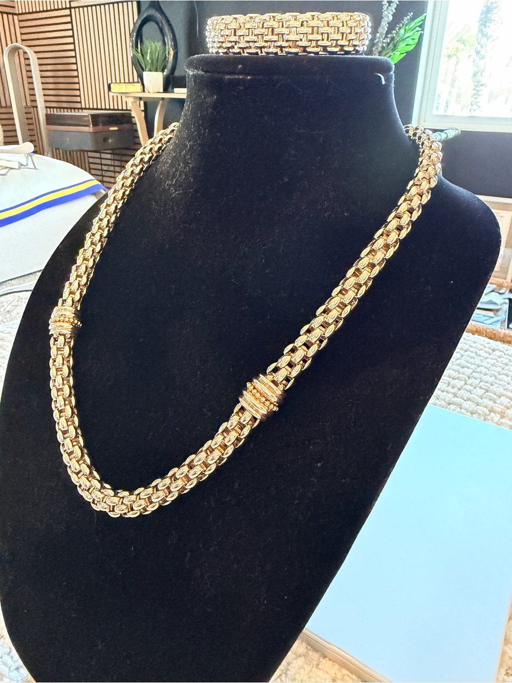 FOPE ,Classic Gold Braided Link Necklace  and bracelet.